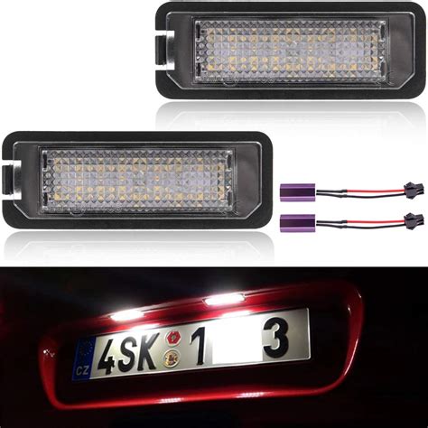 Buy NJSBYL Xenon White LED License Plate Lights For MK5 GTI MK6 MK7