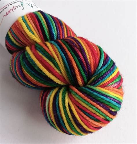 Hand Dyed Rainbow Superwash Merino Worsted Weight Wool Yarn Variegated