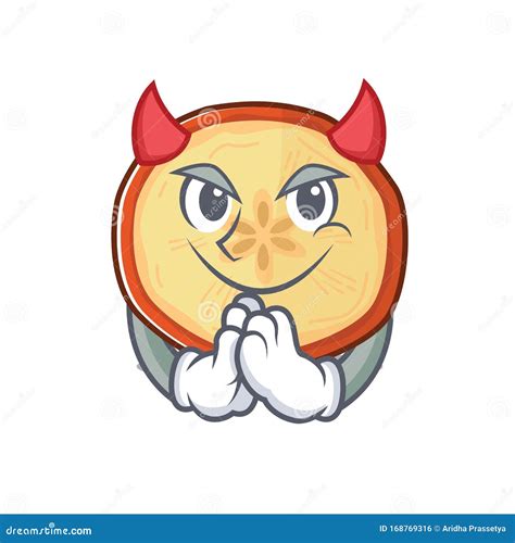 Devil Apple Chips Cartoon In Character Design Stock Vector