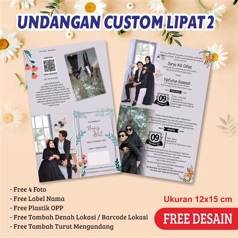 Jual UNDANGAN PERNIKAHAN BAHAN MENGKILAP GRATIS FOTO UNIK ELEGAN