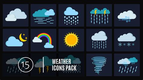 15 Animated Weather Icons Pack Motion Graphics Templates Motion Array