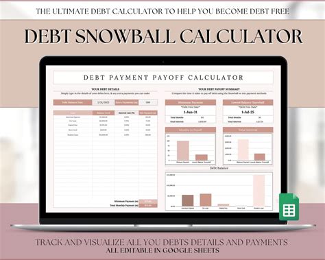 Debt Snowball Calculator GOOGLE SHEETS Spreadsheet Budget Planner