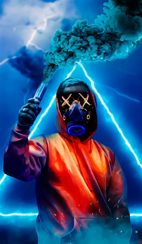 1920x1080px 1080p Free Download Neon Mask Man Blue Lightning Mask