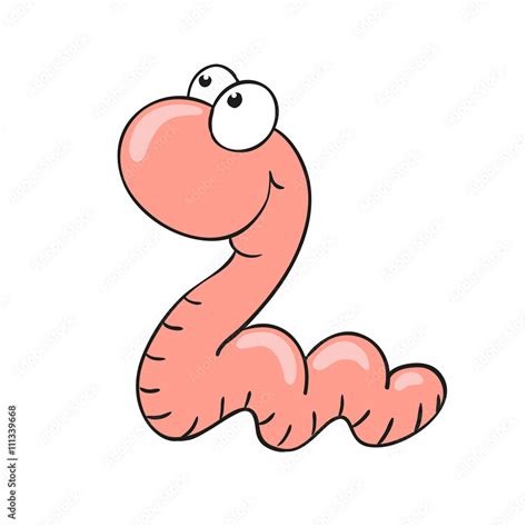 Cheerful cartoon character worm. Vector isolated Stock Vector | Adobe Stock