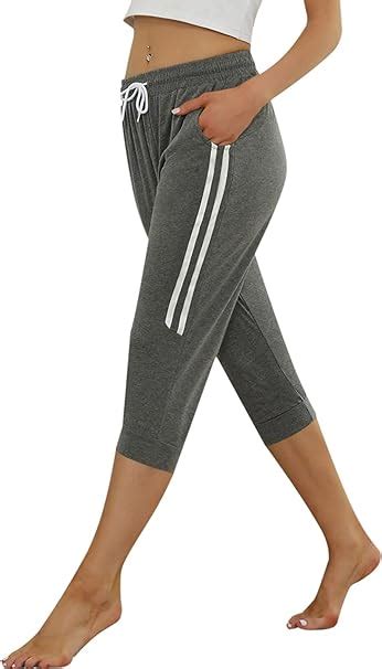 Enjoyoself Damen Caprihose Sommer 3 4 Baumwolle Sweathose Leichte