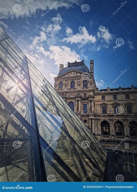 Outdoors View To The Louvre Museum In Paris France Vertical Shot Of