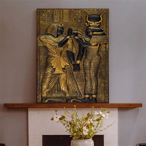 Black Golden Ancient Egyptian Art Prints 3d Pharaoh God Canvas Wall