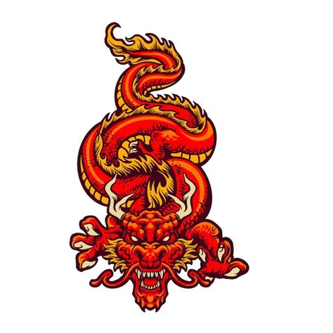 Premium Vector | Dragon symbolism in china logo