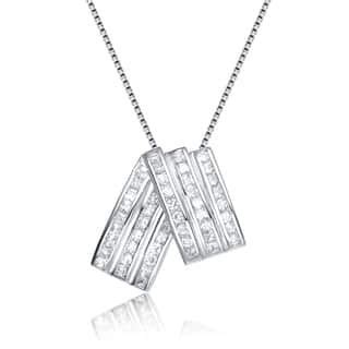 Collette Z Sterling Silver Cubic Zirconia Fold Over Necklace Necklace