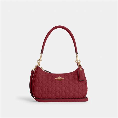 COACH Teri Shoulder Bag In Signature Leather in Red | Lyst