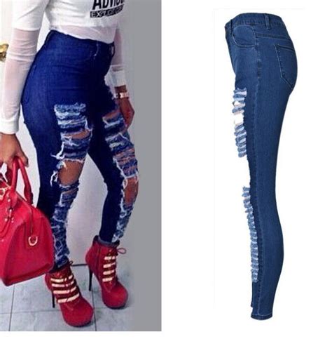 Ripped Beggar Street Straight Elastic Slim Plus Size Jeans