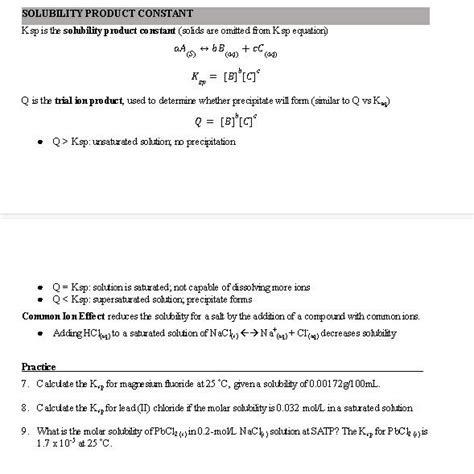 Solved Ksp is the solubility product co nstant (solids are | Chegg.com