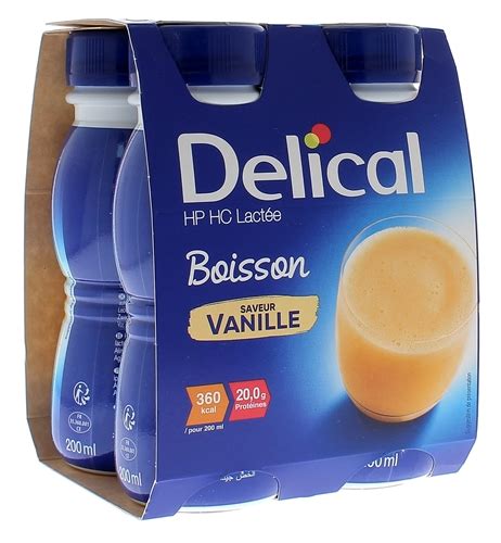 Delical Boisson HP HC lactée saveur vanille boissons hyperprotéinées