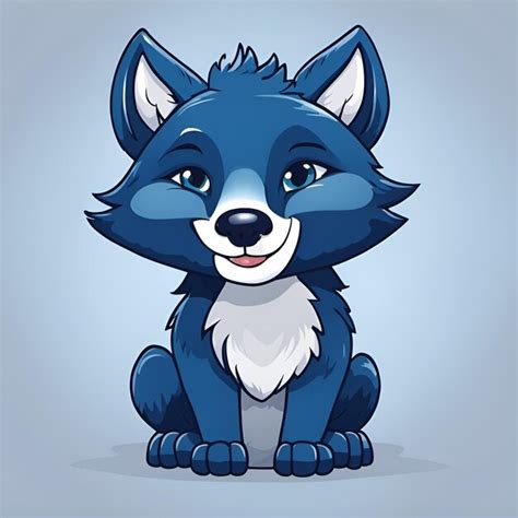 Peque O Lobo Sonriente De Dibujos Animados Lindo Foto Premium