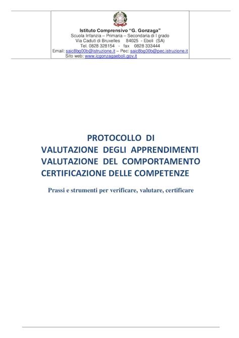 Pdf Protocollo Di Valutazione Degli Apprendimenti Icgonzagaeboli Edu