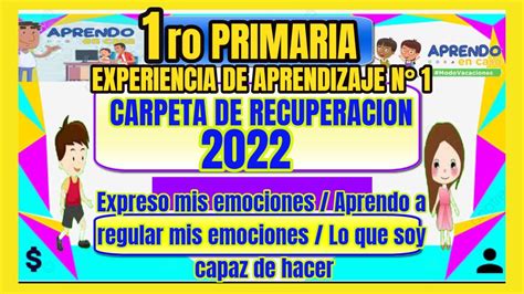 Primaria Carpeta De Recuperaci N Experiencia De Aprendizaje