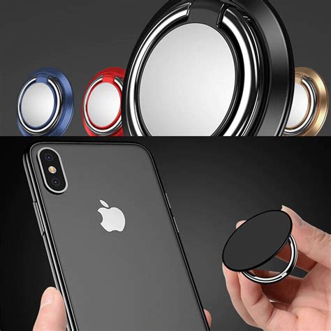 Finger Ring Holder Stand Grip 360 Degree Rotating For Cell Phone Car Magnetic Mount Black Blue