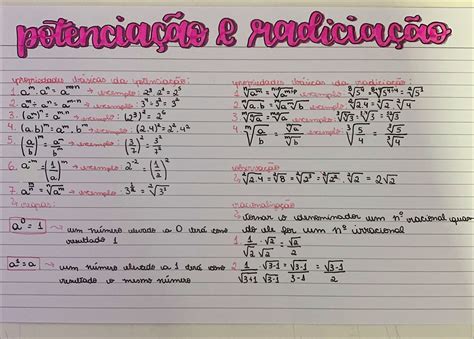 Potenciação E Radiciação Mapa Mental ROAREDU