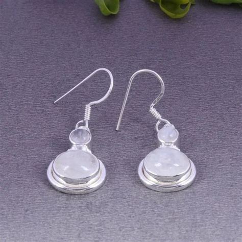 925 Sterling Silver Rainbow Moonstone Lightweight Drop And Dangle Earrings For Women At Rs 953