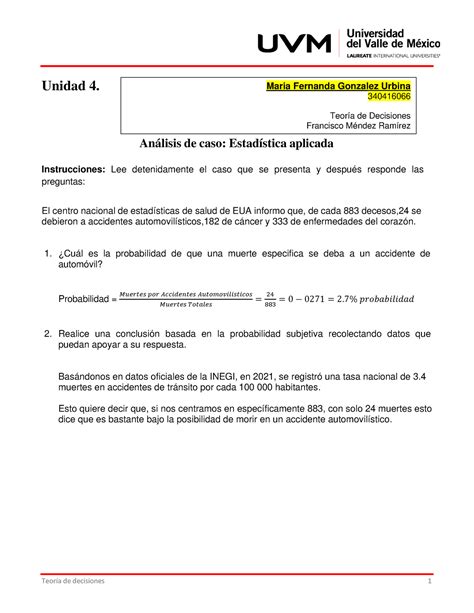 Actividad Mfgu Teoria De Decisiones Unidad An Lisis De Caso