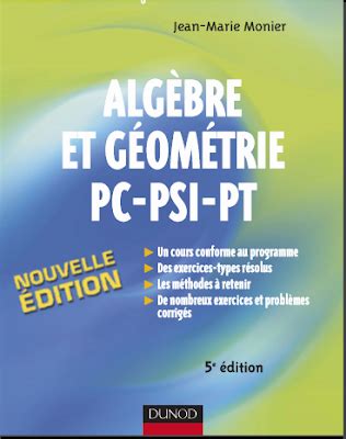 pdf ALGÈBRE ET GÉOMÉTRIE PC PSI PT Cours méthodes et exercices