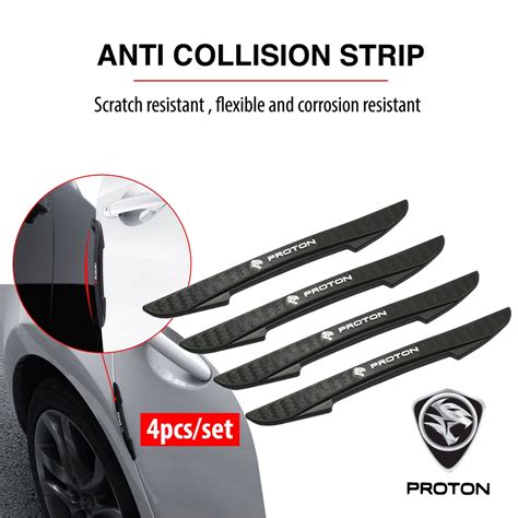 4PCS SET Proton Car Door Side Anti Collision Guard Protector Strip Saga