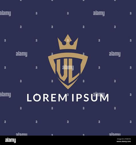 Vl Logo With Shield And Crown Monogram Initial Logo Style Vector File