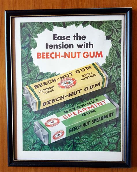 Vtg 1945 Beech Nut Gum Ease The Tension Large Magazine Print Ad Framed 15x12 Vintage