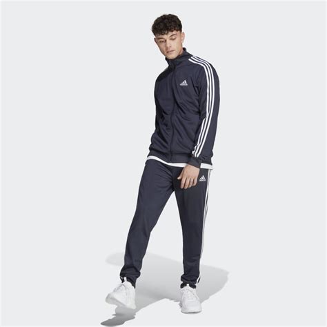 Adidas Basic 3 Streifen Tricot Trainingsanzug Blau Adidas Deutschland