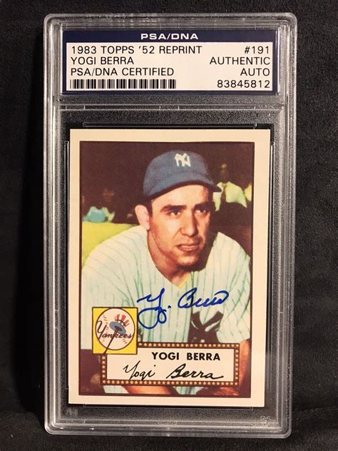 1952 Topps Reprint 191 Yogi Berra Signed Auto PSA DNA 1983 Topps 52