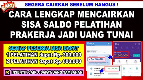 Cair Hingga Juta Cara Mencairkan Sisa Saldo Pelatihan Prakerja