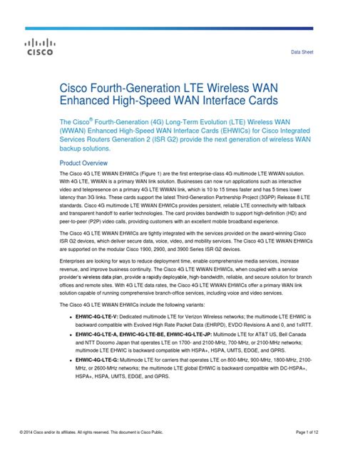 PDF Cisco Fourth Generation LTE Wireless WAN Enhanced High Speed WAN