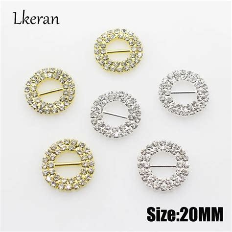 Fashion 10piece 20mm Mini Double Row Round Rhinestone Buckles Pole10mm