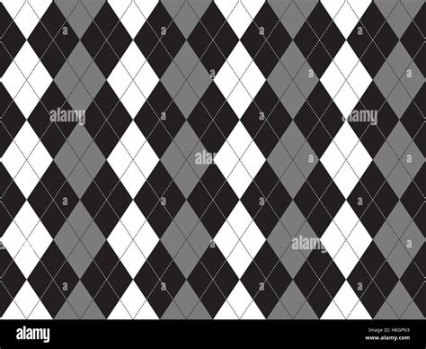 Black White Gray Argyle Textile Seamless Pattern Flat Design Vector