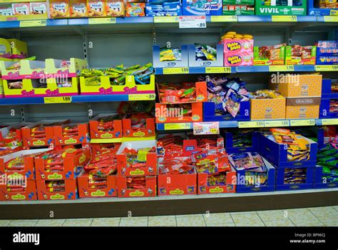 Candy And Chocolates On Shelves Inside Aldi Supermarket Berlin Germany