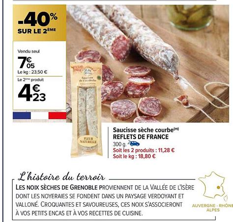 Promo Saucisse Sèche Courbe Reflets De France chez Carrefour