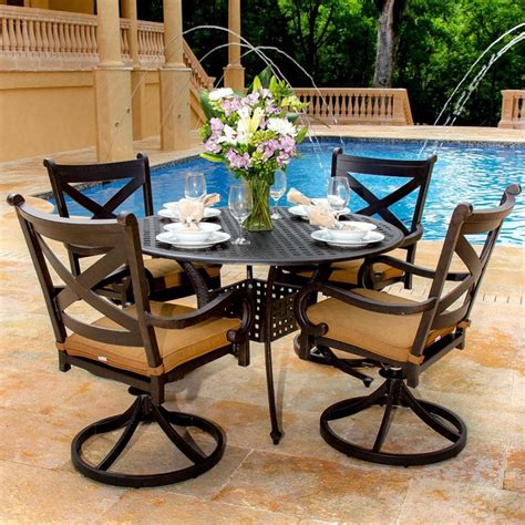 Avondale 4 Person Cast Aluminum Patio Dining Set Modern Outdoor