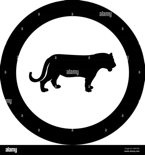 Silhouette De Tigre En Cercle Rond Noir Vecteur De Couleur Illustration