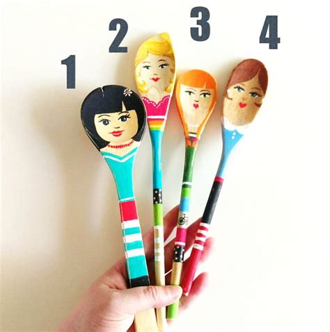 Handpainted Wooden Spoon Dolls Painted Spoons Wooden Spoons Spoon