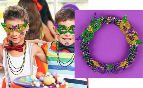 Winlyn 144 Pcs Mardi Gras Party Accessories Set Bulk Mardi