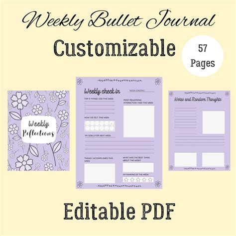 Printable Bullet Journal Digital Bullet Journal Daily Journal Weekly