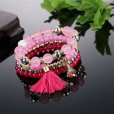 Bohemia Woman Multilayers Bracelet Beads Hand Chain Tassel Bracelet