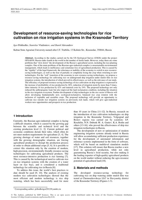 Pdf Development Of Resource Saving Technologies For Rice Cultivation