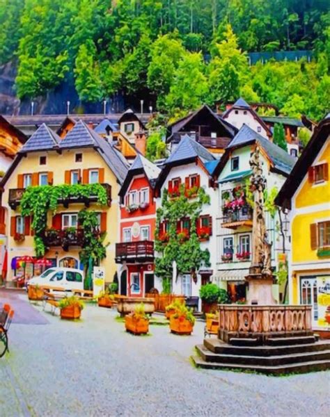 Malen nach Zahlen Bunte Häuser Hallstatt Österreich Städte Malen nach