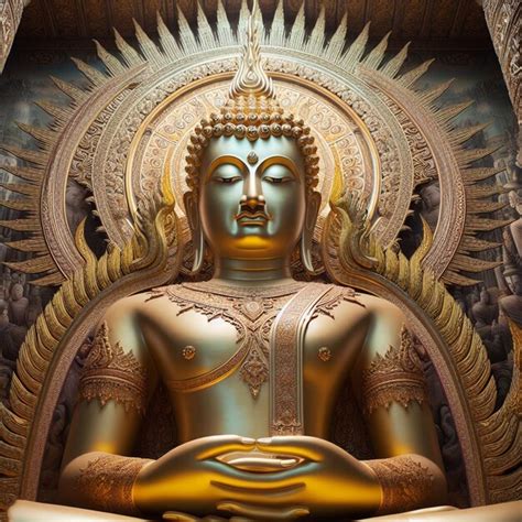 Premium PSD Hyper Realistic Portrait Of Holy Sacred Golden Buddha