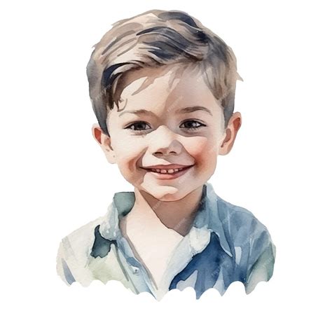 Premium Vector | A watercolor portrait of a boy.