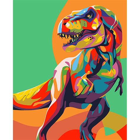 Diamond Painting Rainbow Dinosaur Stretched Canvas Extra Large Paint by ...