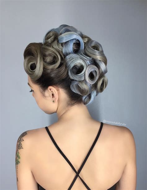 Pin Curl Updo Pin Curls Modern Retro Modern Vintage Vintage Glam Modern Salon Behind Ear