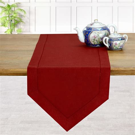 Amazon D Moksha Homes Red Linen Table Runner 90 Inches Long 100