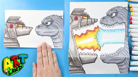 How To Draw Showa Godzilla Vs Mechagodzilla Surprise Fold Youtube